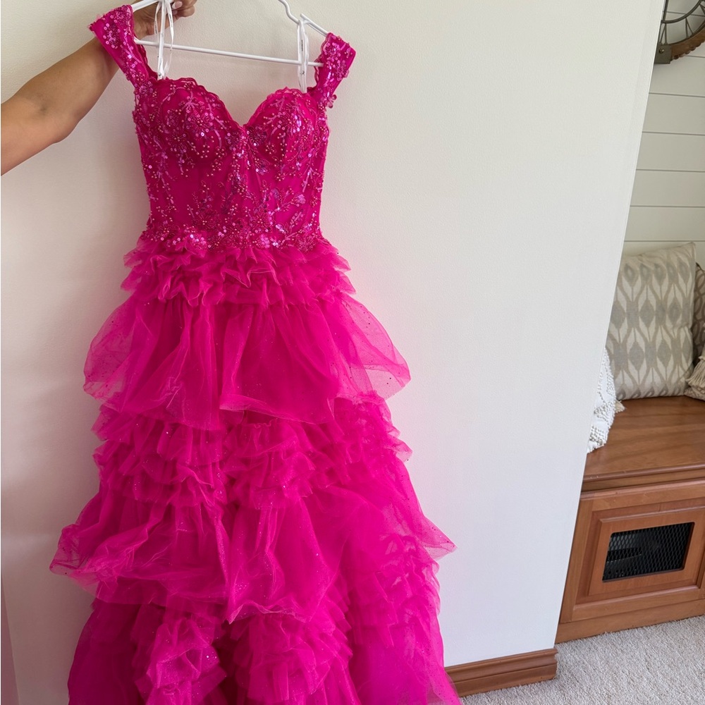 AW Bridal Hot Pink Maxi Dress